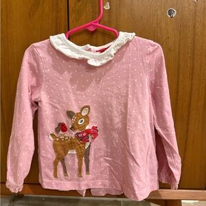 Mini Boden Pink Long Sleeve Shirt with Deer Design